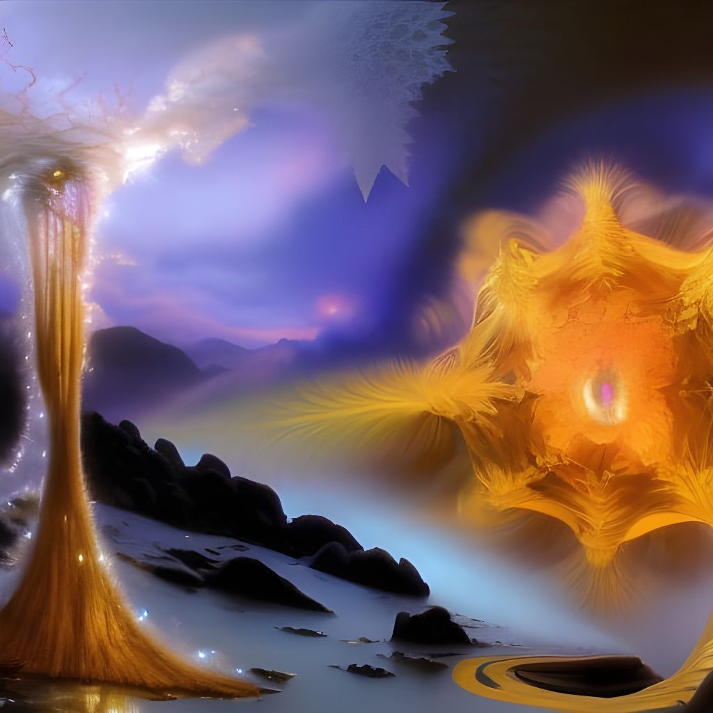 Fractal Elemental Snowflake Portal in Fantasy Concept Art