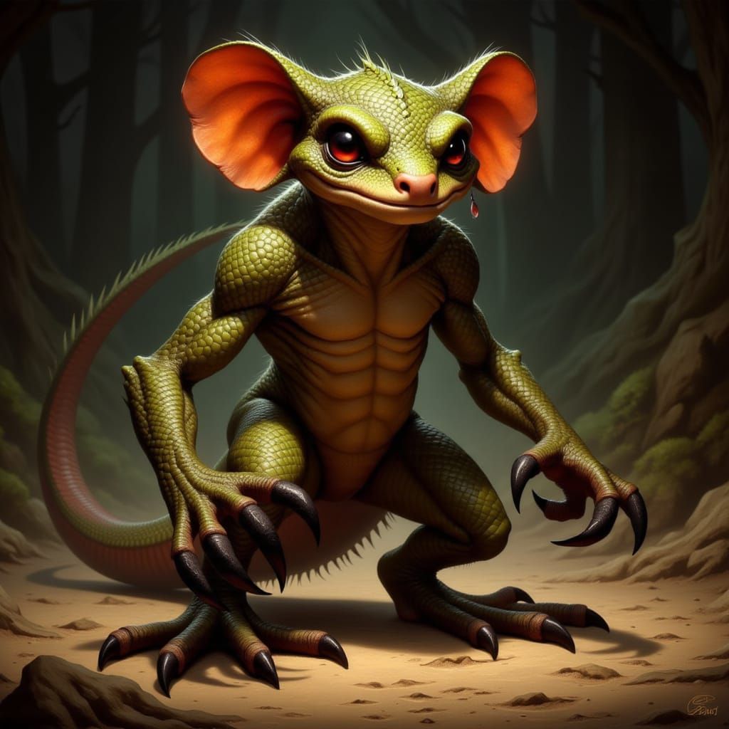 Realistic Fantasy Kobold Illustration with Dramatic Lighting