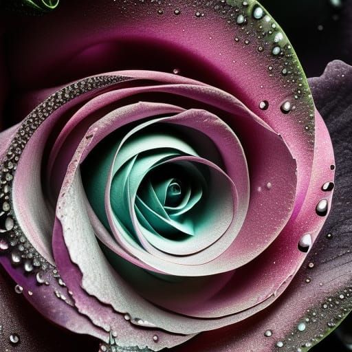 Dreamy Black Rose with Fluid Fractal Details