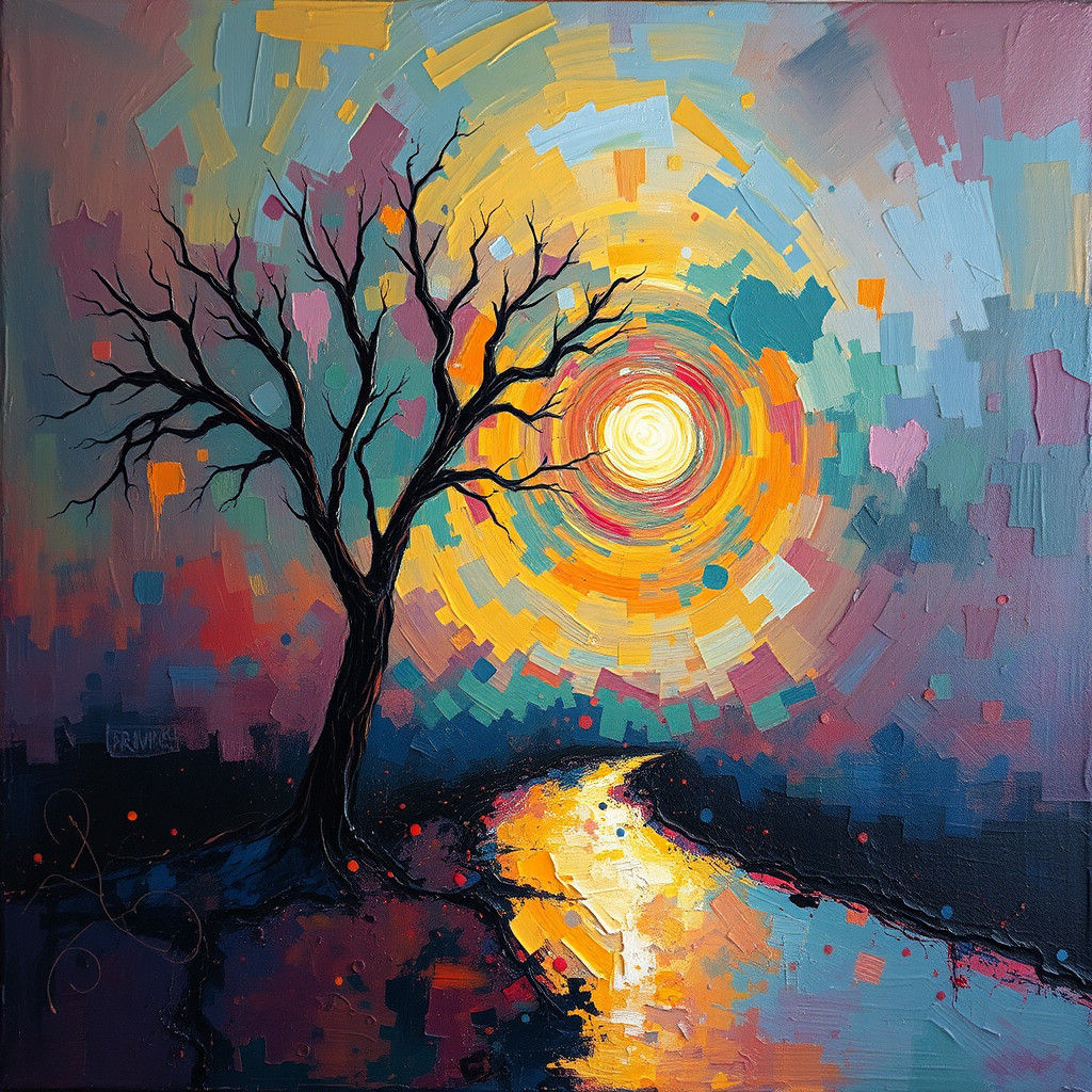 Surreal Hour Zero: Romantic Oil Painting in Impasto Style