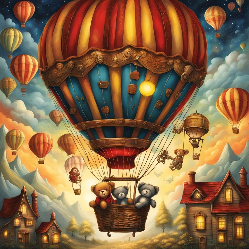 Steampunk Balloon Ascends to Northern Lights