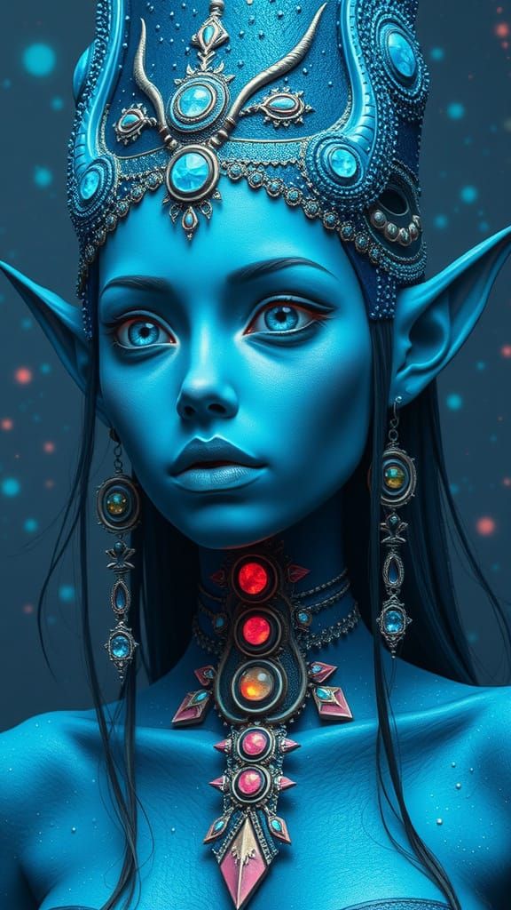 Ethereal Pointillist Vortex Collapse of a Martian Maiden