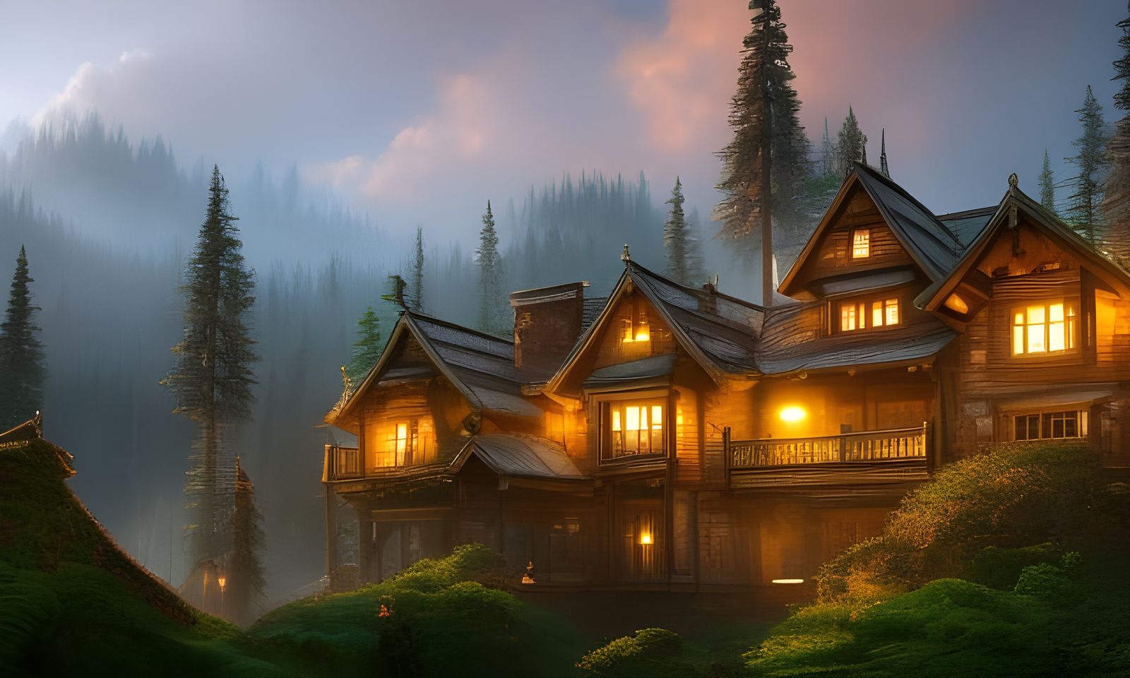 Clock House in Forest: Clockpunk Fantasy Art