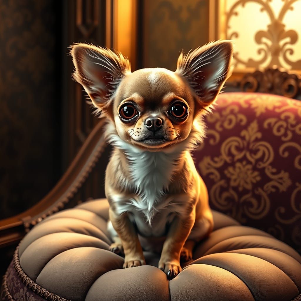 Regal Chihuahua in Whimsical, Golden Lighting