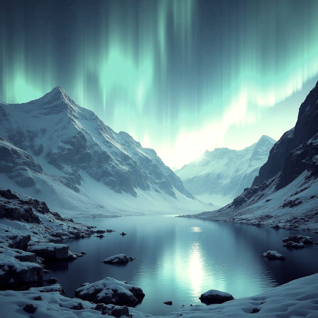 Swiss Alps Aurora Borealis: Fantasy Concept Art