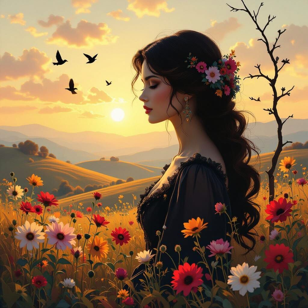 Dreamlike Fantasy Portrait in Autumn Storybook Style