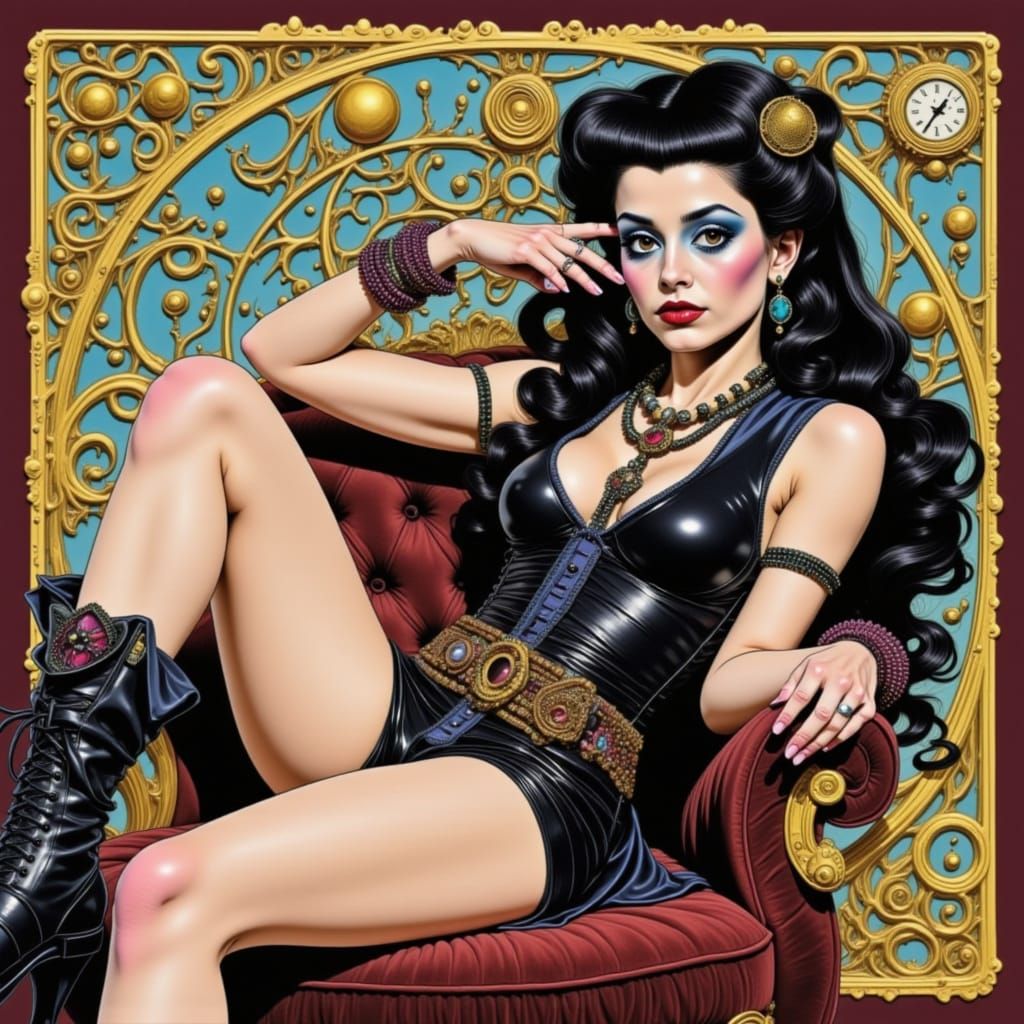 Yazmella, Queen of Halogens, in Belgian Graphic Novel Style