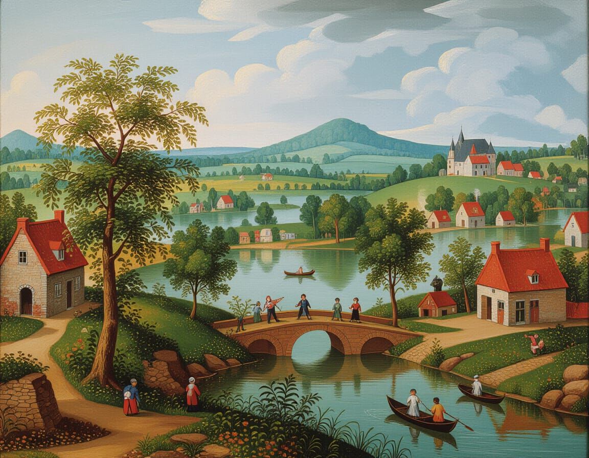 Vibrant Landscape Inspired by Bruegel