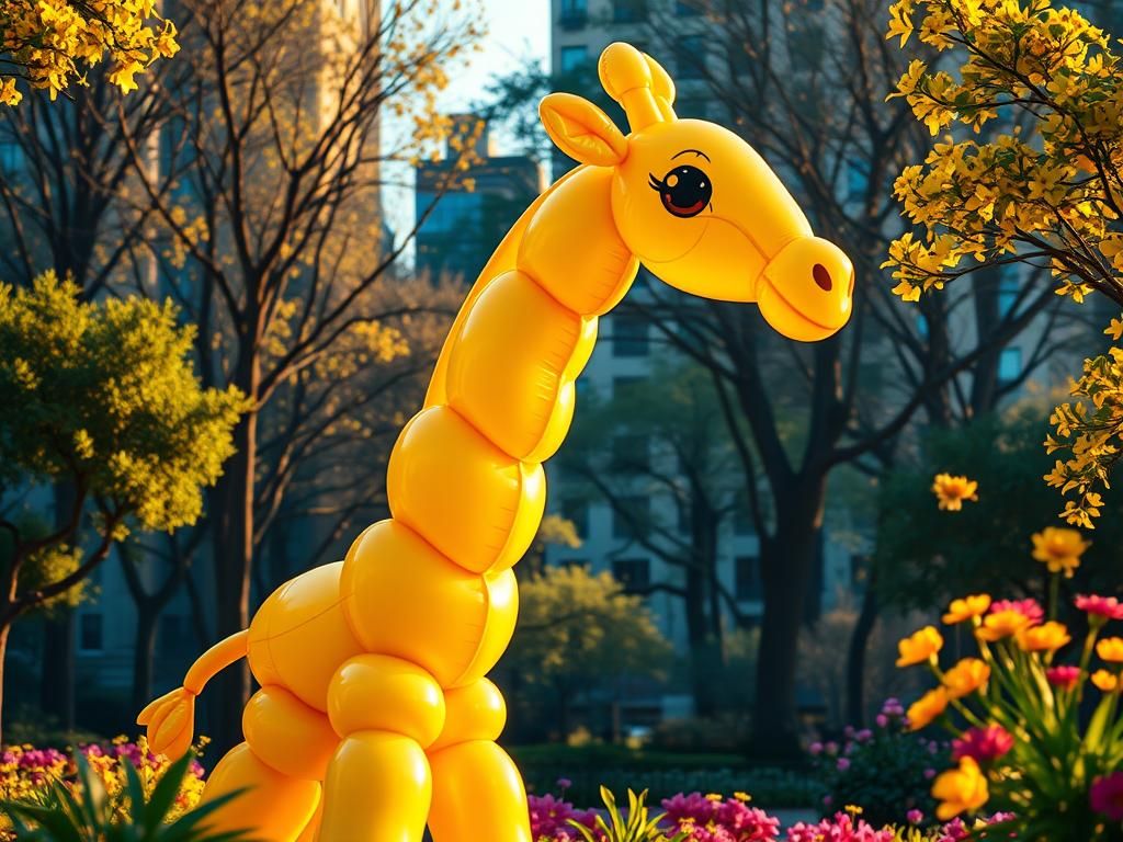 Giant Giraffe Balloon Animal in City Park