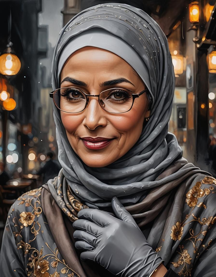 Surreal Alcohol Ink Portrait of Woman in Hijab