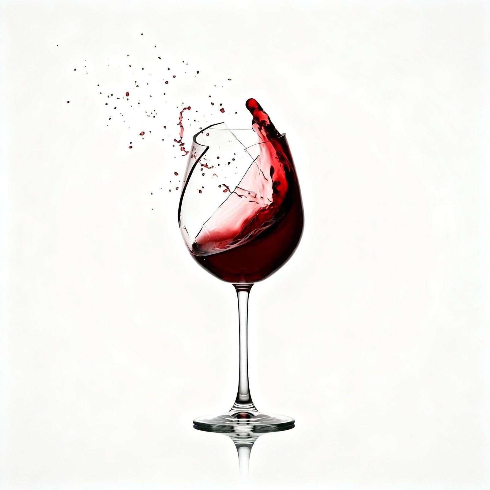 Elegant Wine Glass Shatters in Minimalist Explosion
