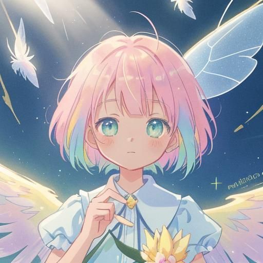 Dreamy Anime Fairy Portrait with Sun Rays