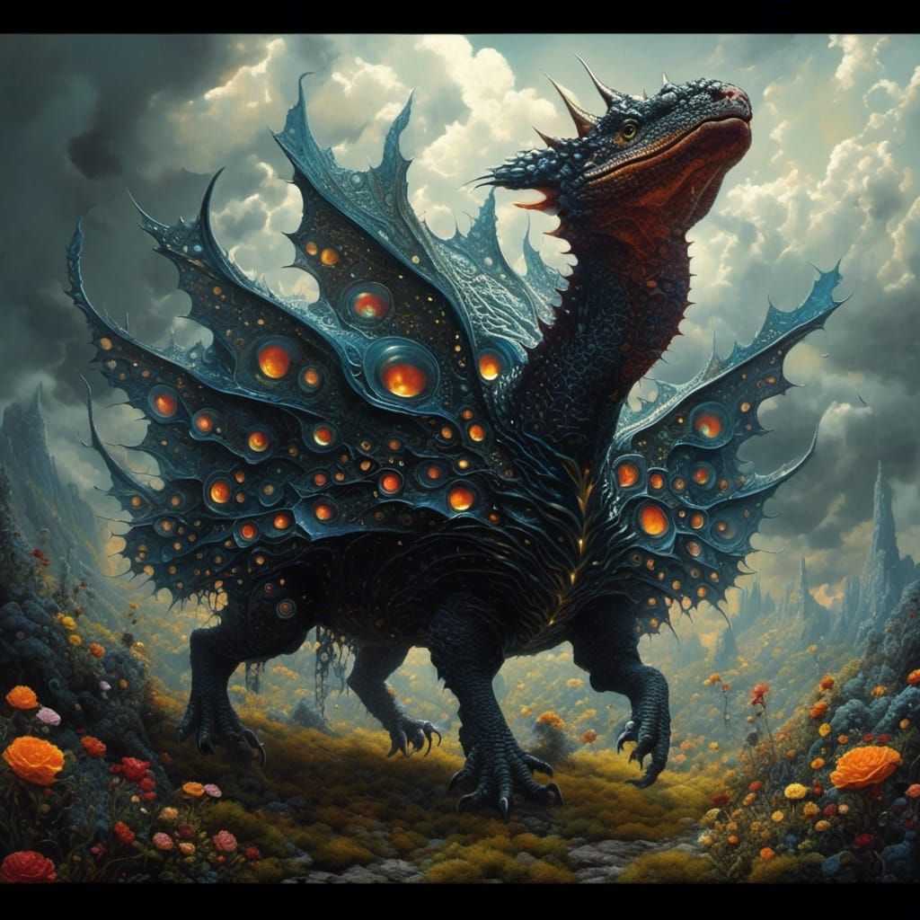 Surreal Triceratops in Pop Surrealism Style