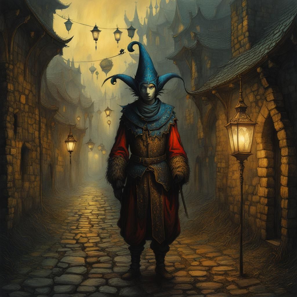 Medievalpunk Royal City with Surreal Fairy Lights