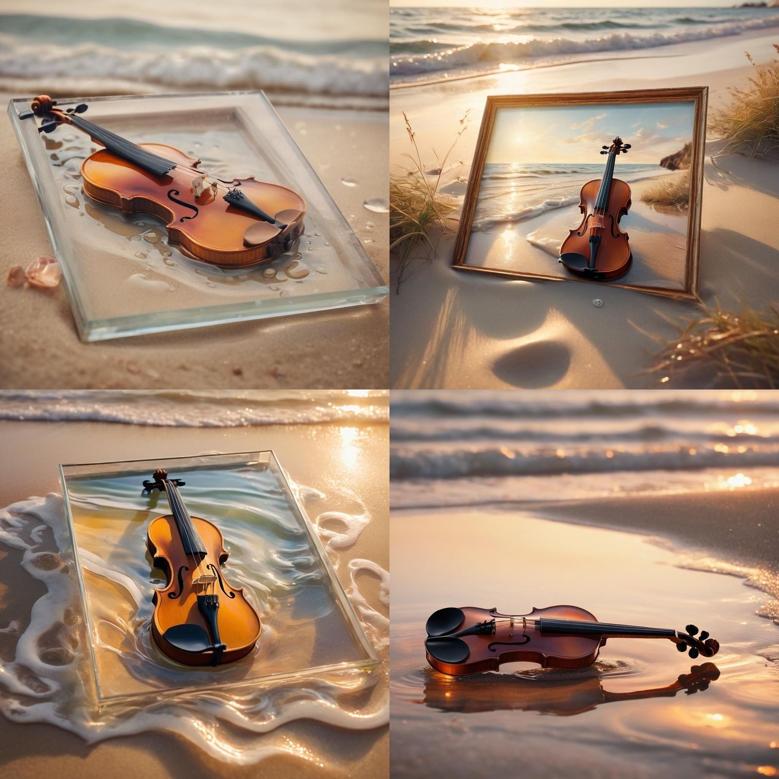 Glass Violin Washed Ashore on Beach