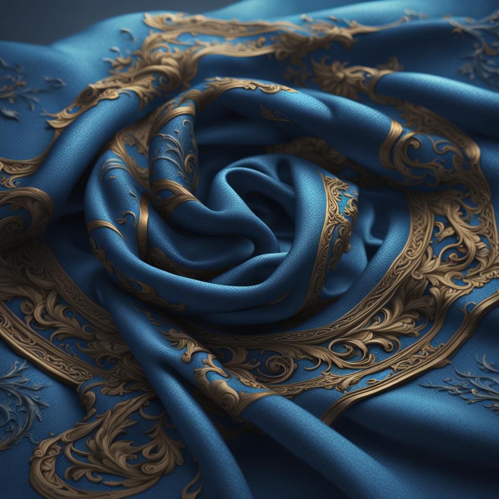 Detailed Matte Painting of a Blue Cloth Scarf