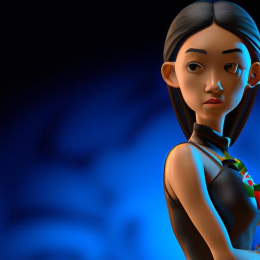 Beautiful Gothic Asian Woman in 3D Digital Art