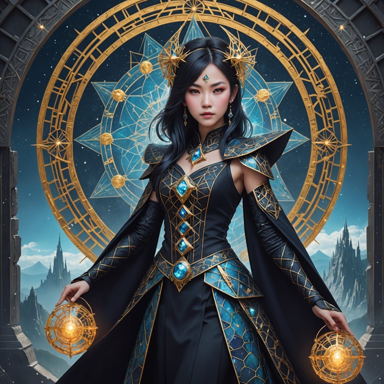 Anime Assassin in Celestial Landscape