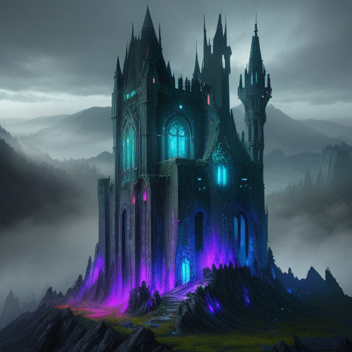 Surreal Mountain Castle in Vibrant Fantasy Concept Art