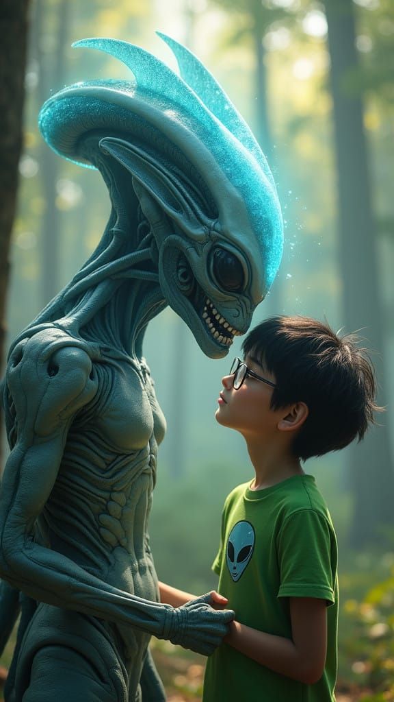 Gentle Guardian of the Cosmos in Ethereal Blue Aura