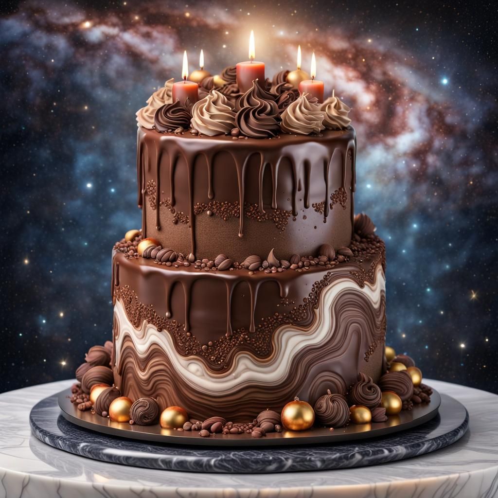 Luxurious Chocolate Cake Sculpture Under the Milky Way