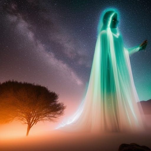 Bioluminescent Phantom Woman Reaching for the Stars