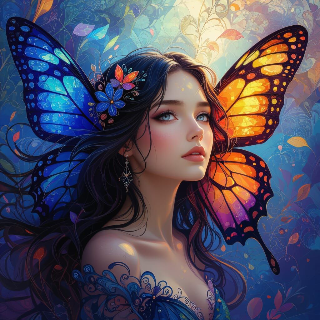 Ethereal Butterfly Fairy Rises in Vibrant Concept Art