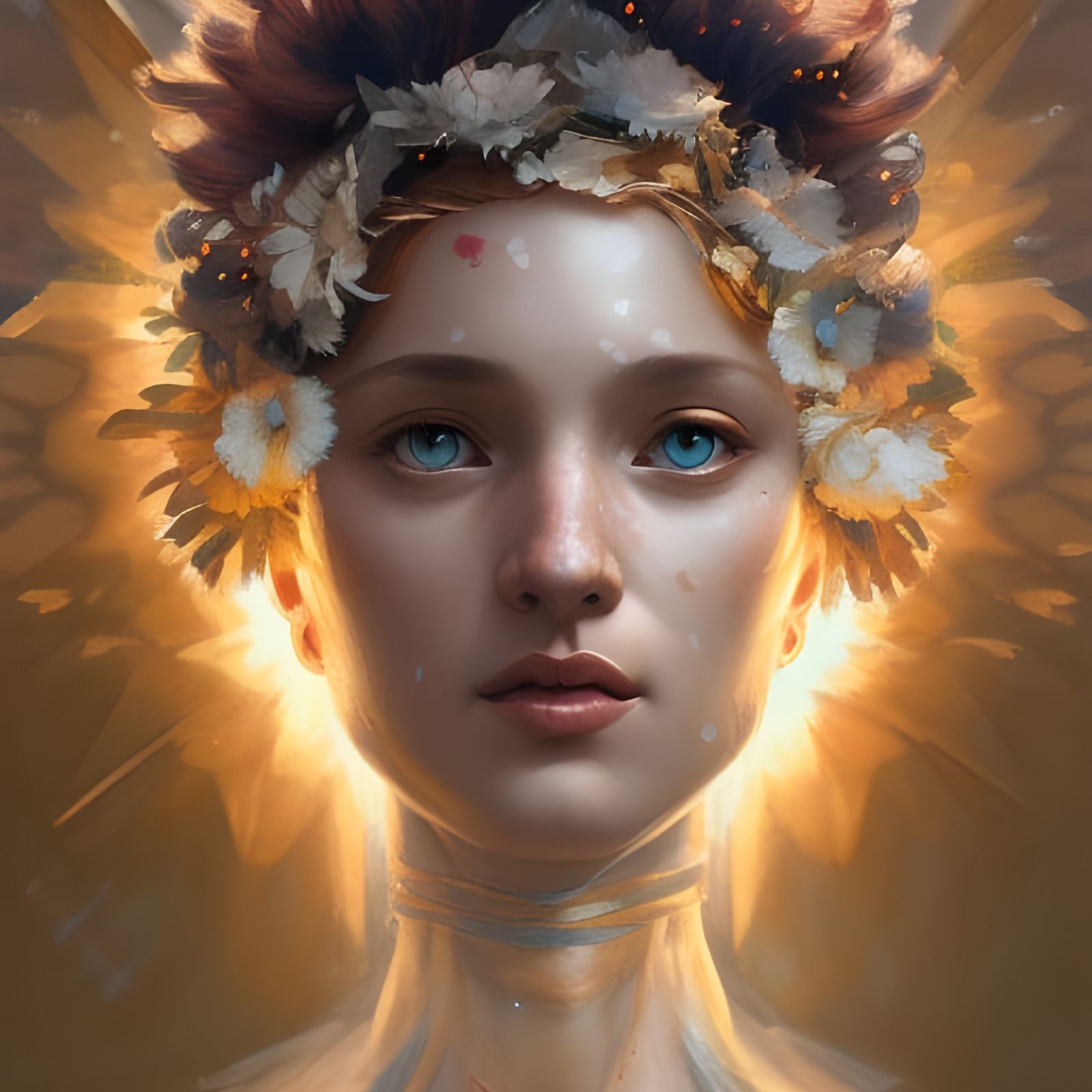 Majestic Midsummer Goddess Portrait in Hyperdetailed Style