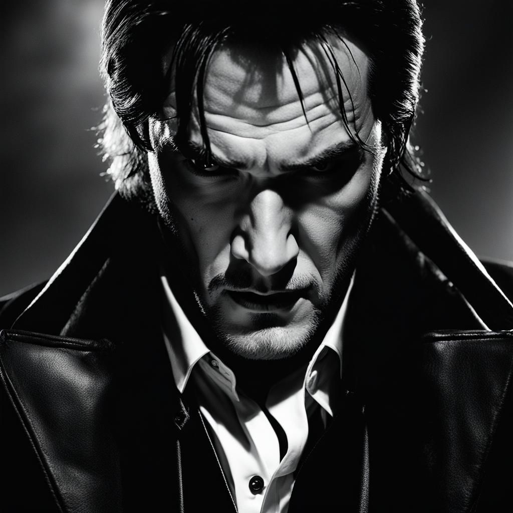 Hyperrealistic Vampire Portrait with Bared Fangs