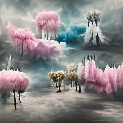 Pastel Goth Cotton Candy Forest: Matte Painting