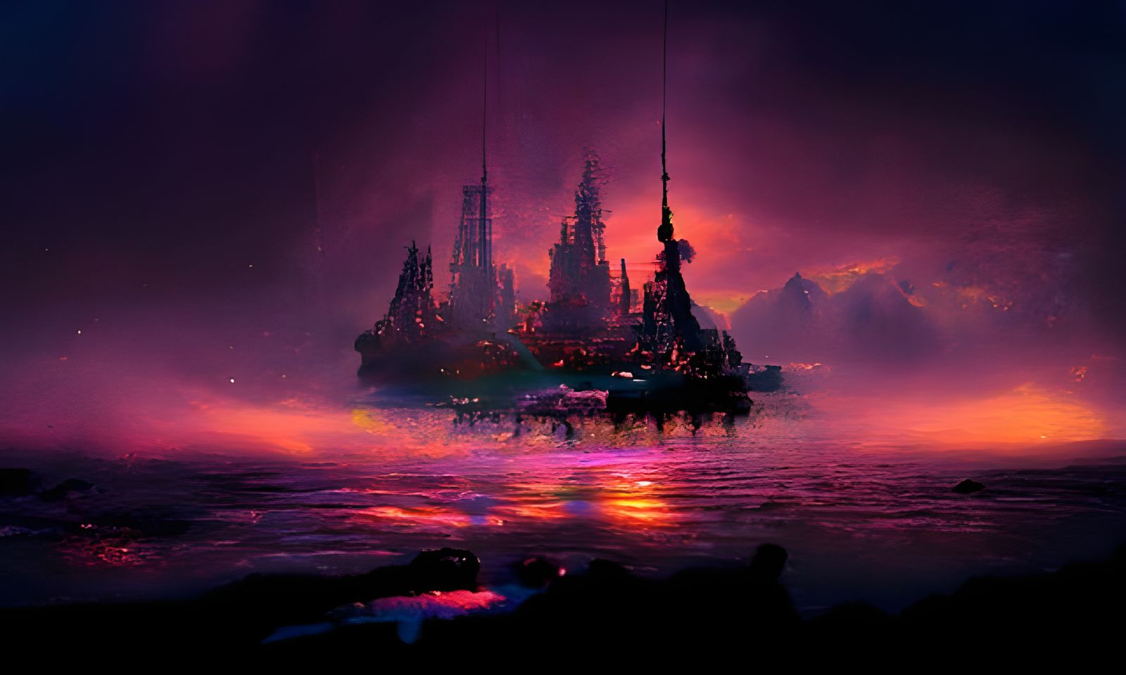 Steampunk Ship Fantasy in Pastel Color Tones