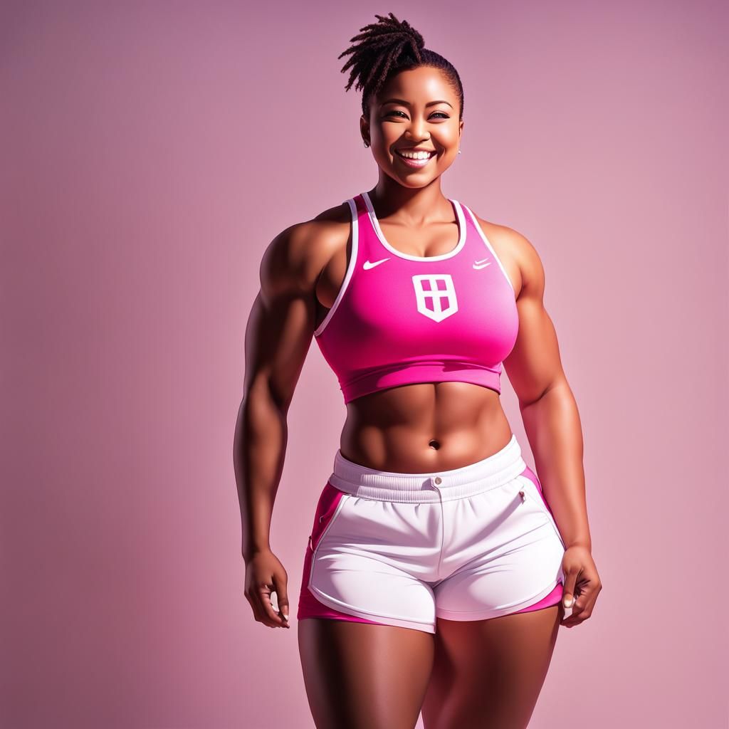 Anime Portrait of Curvy Woman in Sporty Outfit