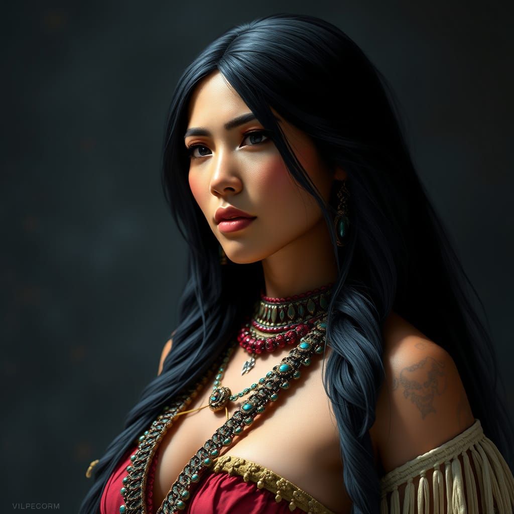 Native American Goddess in Triadic Colors Concept Art