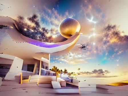 Modern Seaside Mansion with Helipad: Cel-Shaded Render