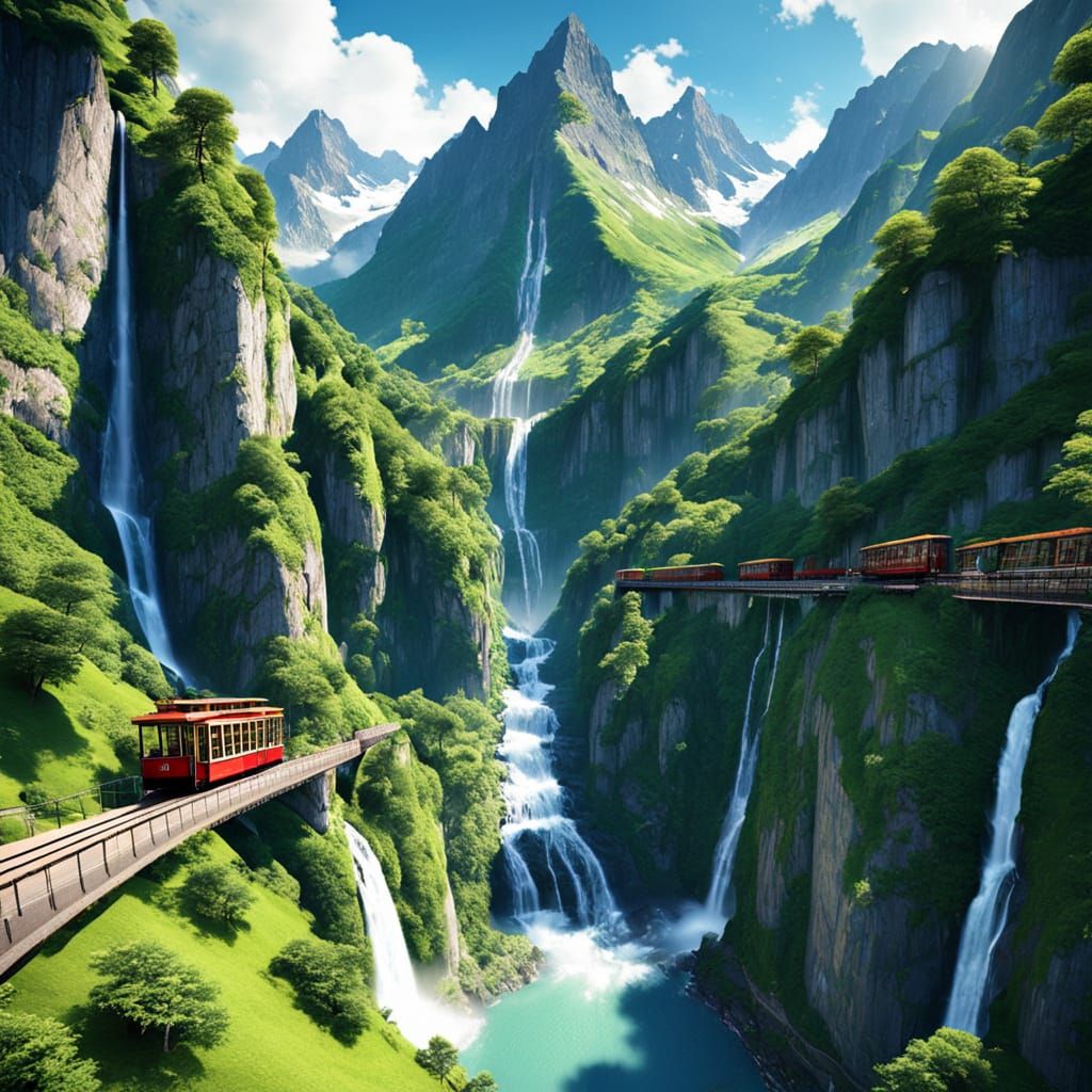 Breathtaking Alpine Landscape in 3D Style