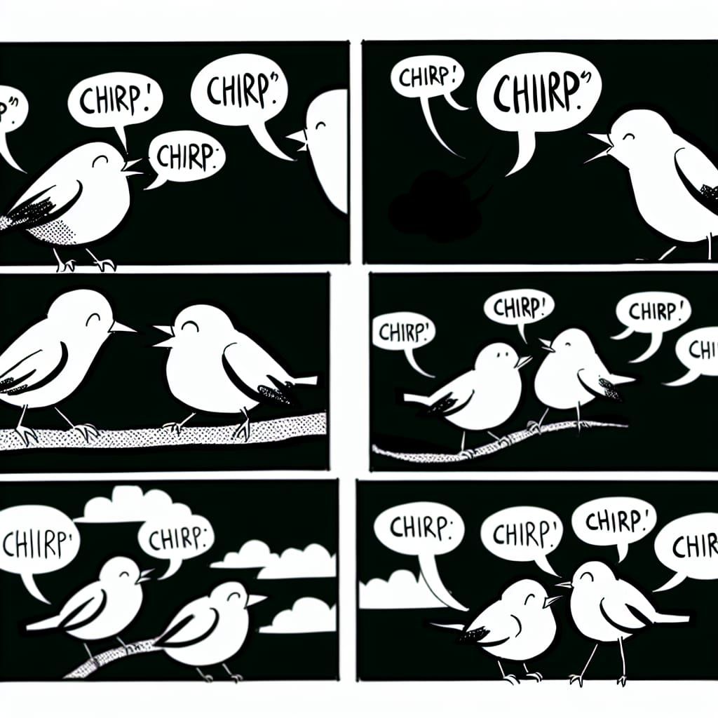 Birds Chirping Comic in Minimalist Style