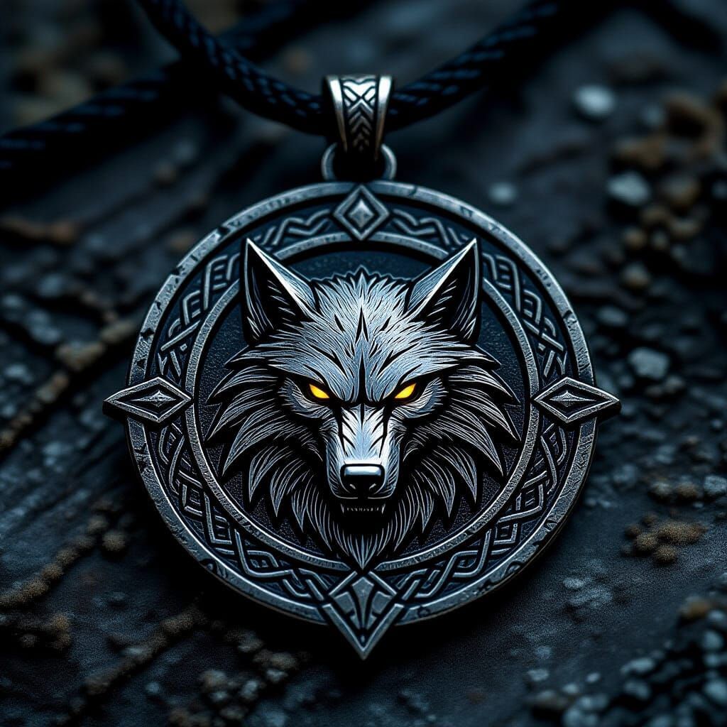 Witcher Wolf Medallion in Dark Fantasy Style