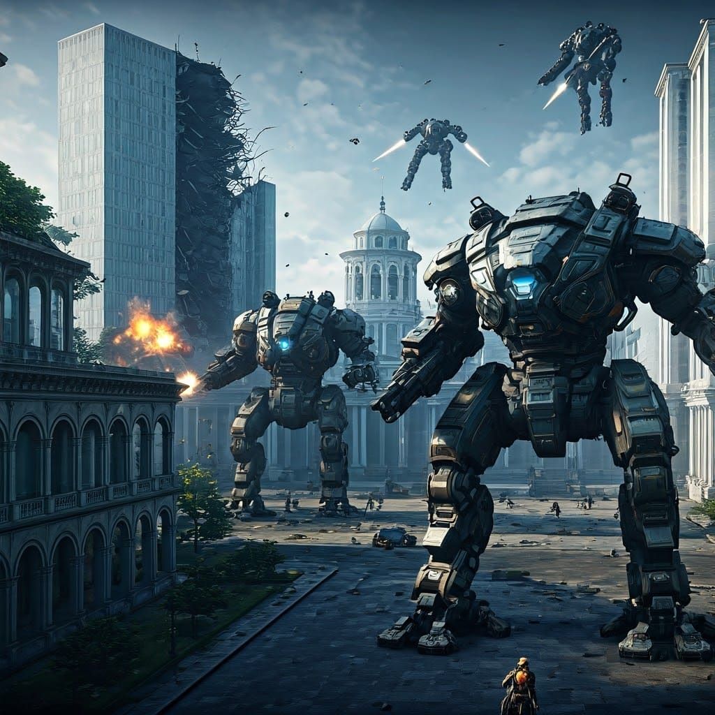 Titan Mechs Battle in Managua: Cinematic Destruction