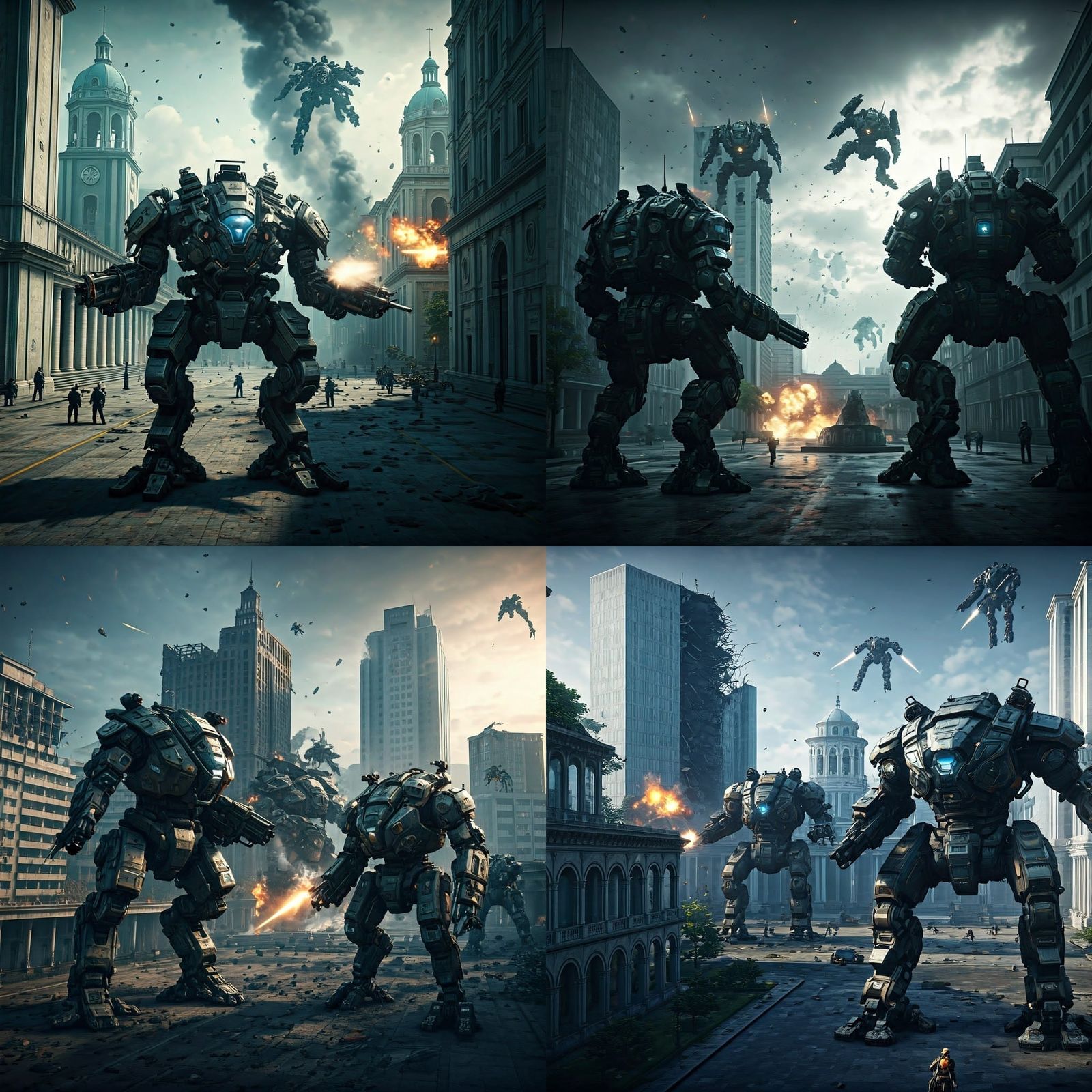 Epic Titan Battle in Futuristic Managua