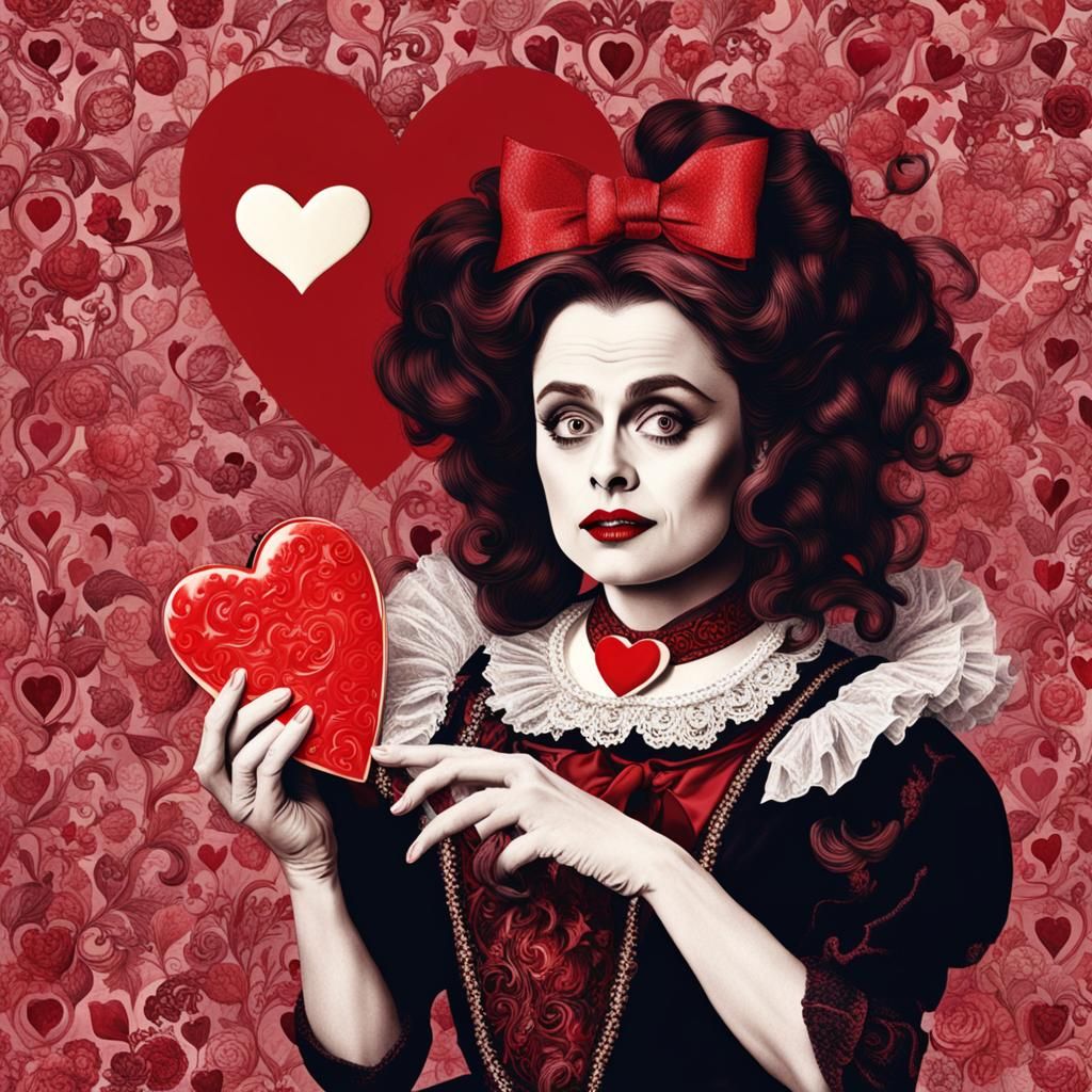 Queen of Hearts with Candy: Whimsical Portrait