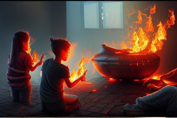 Young Pyromancer in Hyperdetailed Comic Art