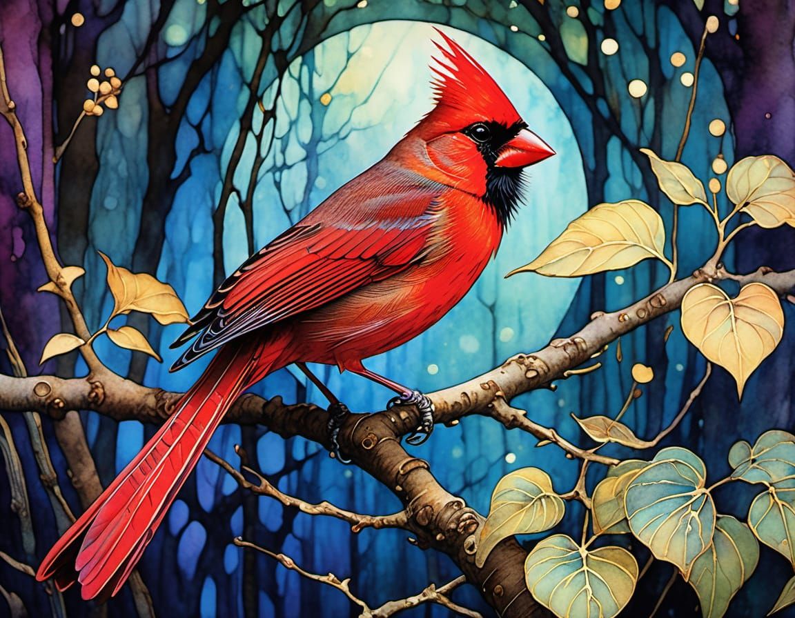 Vibrant Cardinal in Ethereal Light