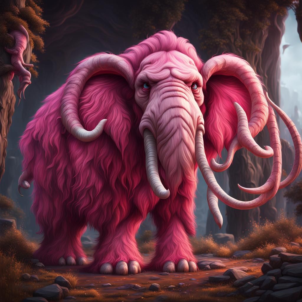 Geff the Pink Mammoth: Detailed Matte Painting