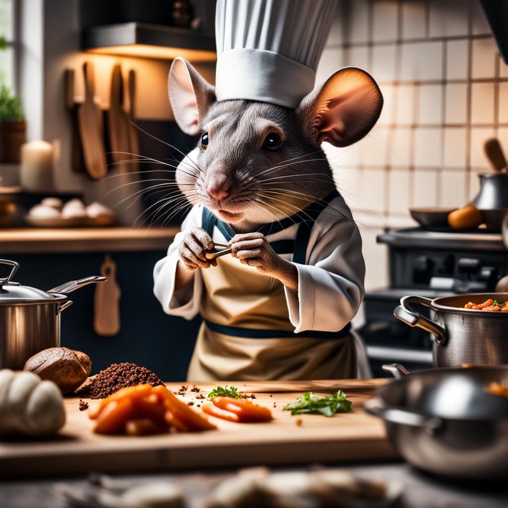 a mouse cooking