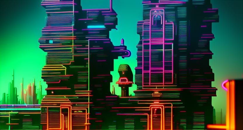 Neon Cyberpunk Cityscape in Detailed Digital Art