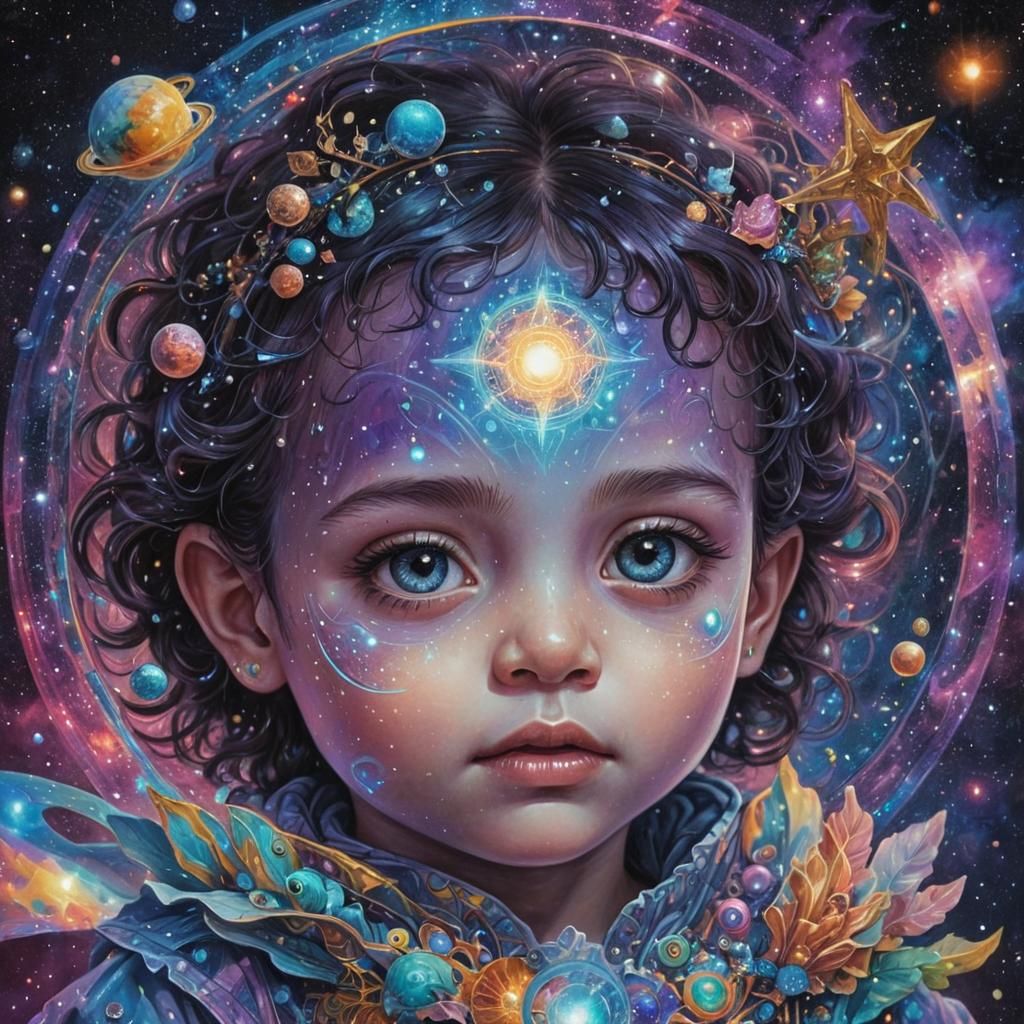 Holographic Cosmic Baby Astral Illustration