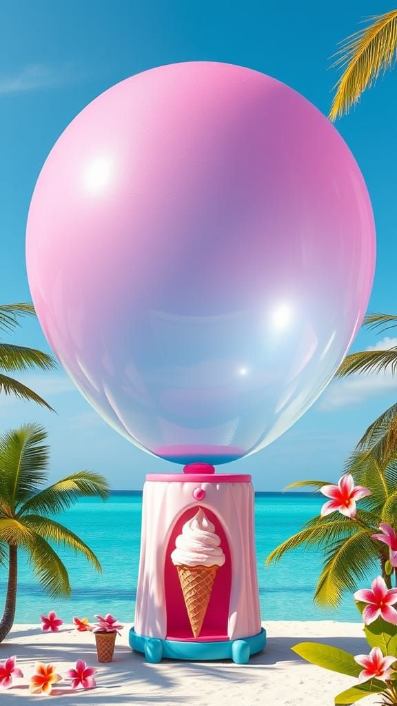 Vibrant Tropical Rubber Balloon Dispensing Strawberry Soft I...