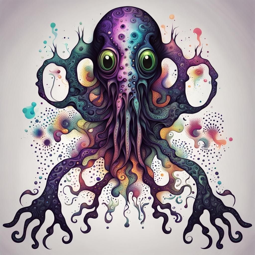 Colorful Fractal Lovecraft Monster in Vector Style
