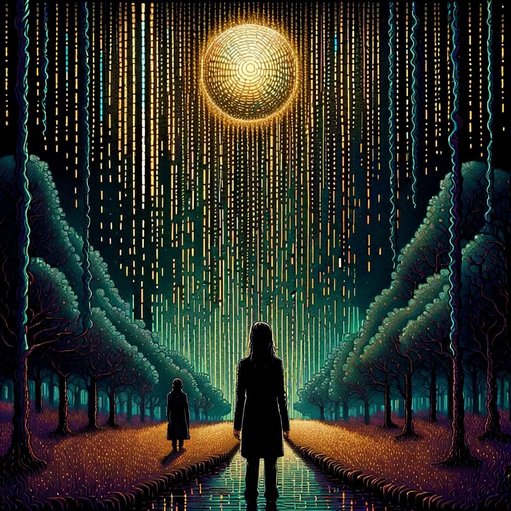 Binary Code Dream in Glitchcore Pixel Art