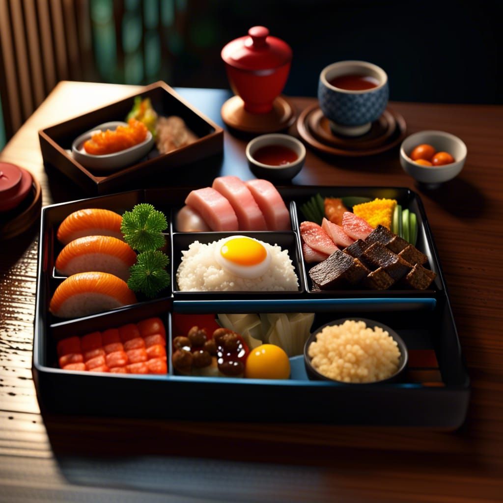 Detailed Japanese Bento Breakfast in Unreal Engine